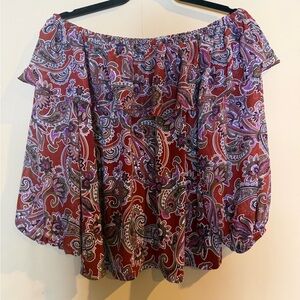CeCe Red and Purple Paisley Blouse